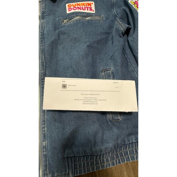 Dunkin’ Donuts Denim 90’s Jacket Unisex Sz Large SOLD OUT - SUPERBOWL PROMO - Picture 2 of 12